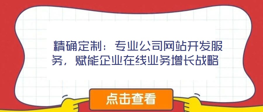  精確定制：專業(yè)公司網(wǎng)站開發(fā)服務，賦能企業(yè)在線業(yè)務增長戰(zhàn)略