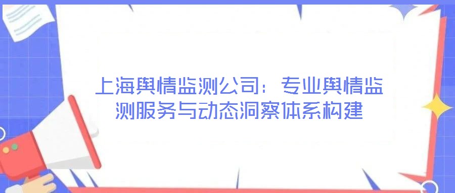 上海輿情監(jiān)測公司：專業(yè)輿情監(jiān)測服務(wù)與動態(tài)洞察體系構(gòu)建
