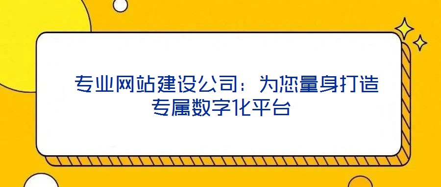  專業(yè)網(wǎng)站建設(shè)公司：為您量身打造專屬數(shù)字化平臺(tái)